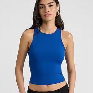 Express Body Contour Seamless High Neck Cropped Tank Blue SZ S NWOT‎